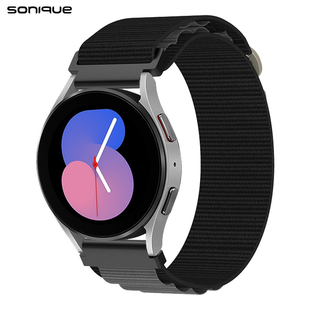 Λουράκι Nylon Alpine Loop Band Sonique 22mm για Samsung, Huawei, Amazfit, Xiaomi, Honor Μαύρο / Γκρι