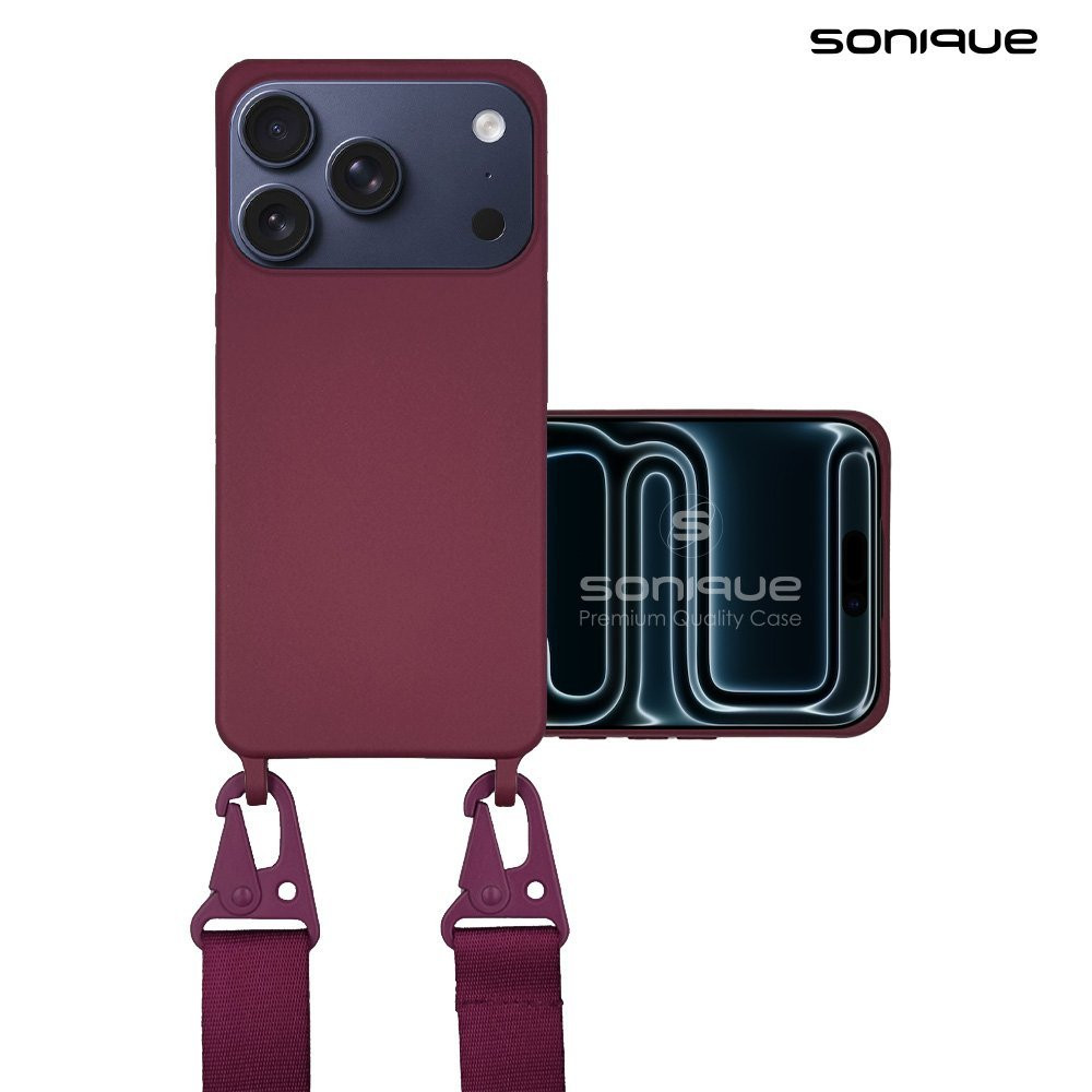 Θήκη Σιλικόνης με Strap CarryHang Sonique Apple iPhone 17 Pro Μπορντό