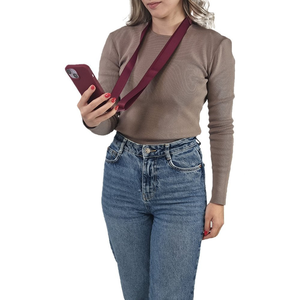 Θήκη Σιλικόνης με Strap CarryHang Sonique Apple iPhone 17 Pro Max Μπορντό