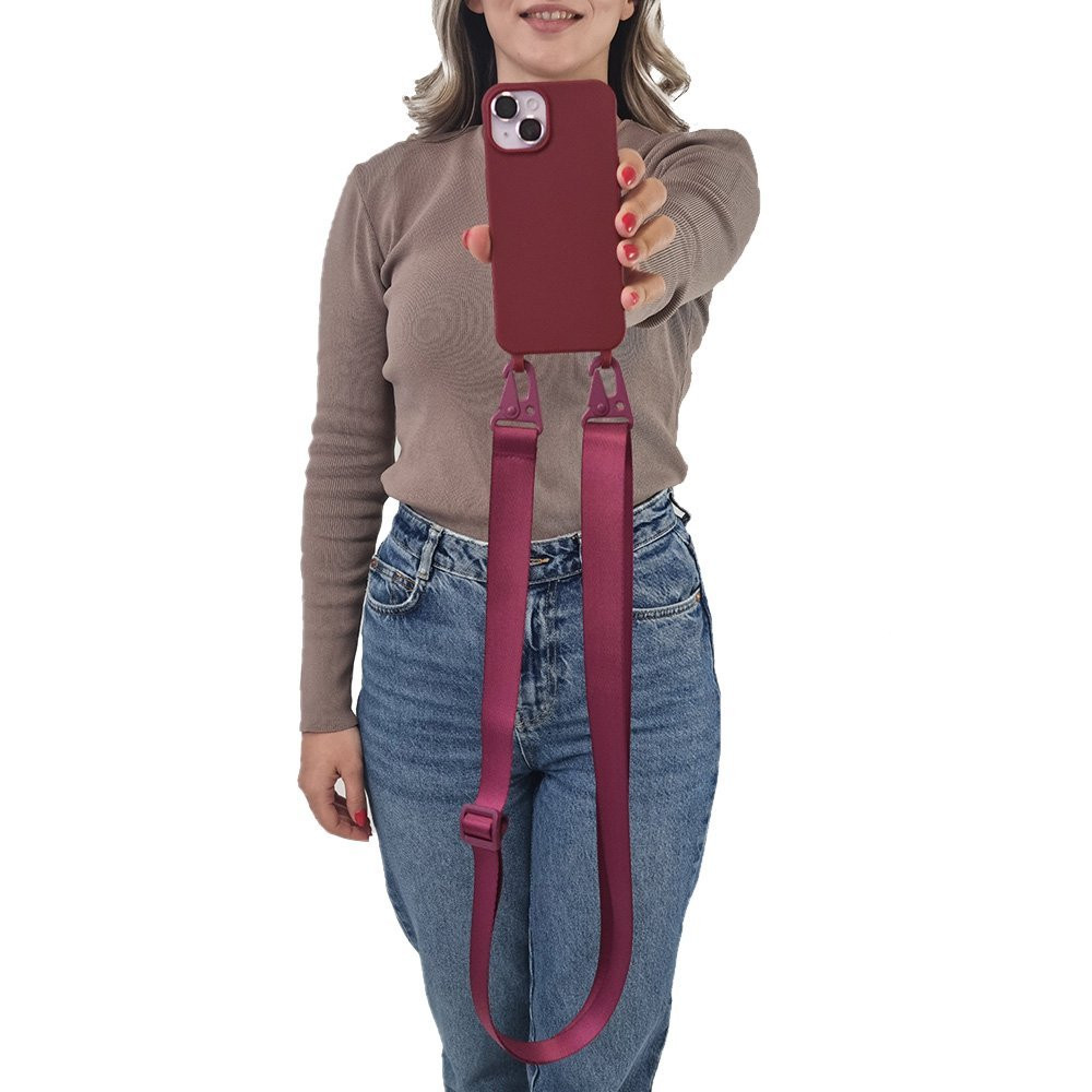 Θήκη Σιλικόνης με Strap CarryHang Sonique Apple iPhone 17 Pro Max Μπορντό