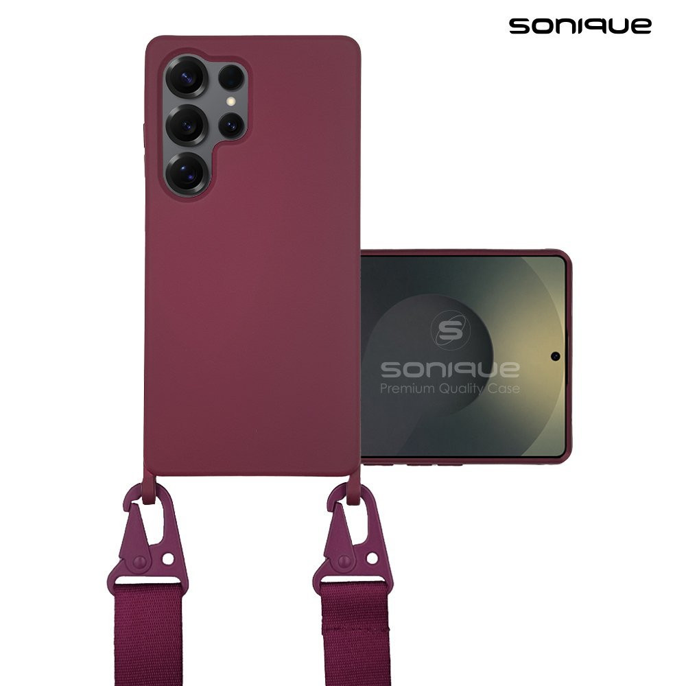 Θήκη Σιλικόνης με Strap CarryHang Sonique Samsung Galaxy S25 Ultra Μπορντό
