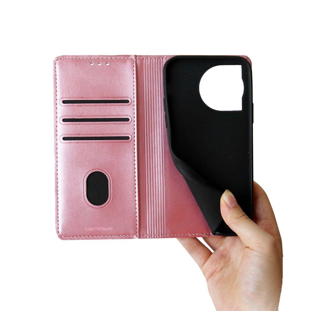 Θήκη Πορτοφόλι Vintage Magnet Wallet Sonique OnePlus 12R 5G Ροζ Χρυσό