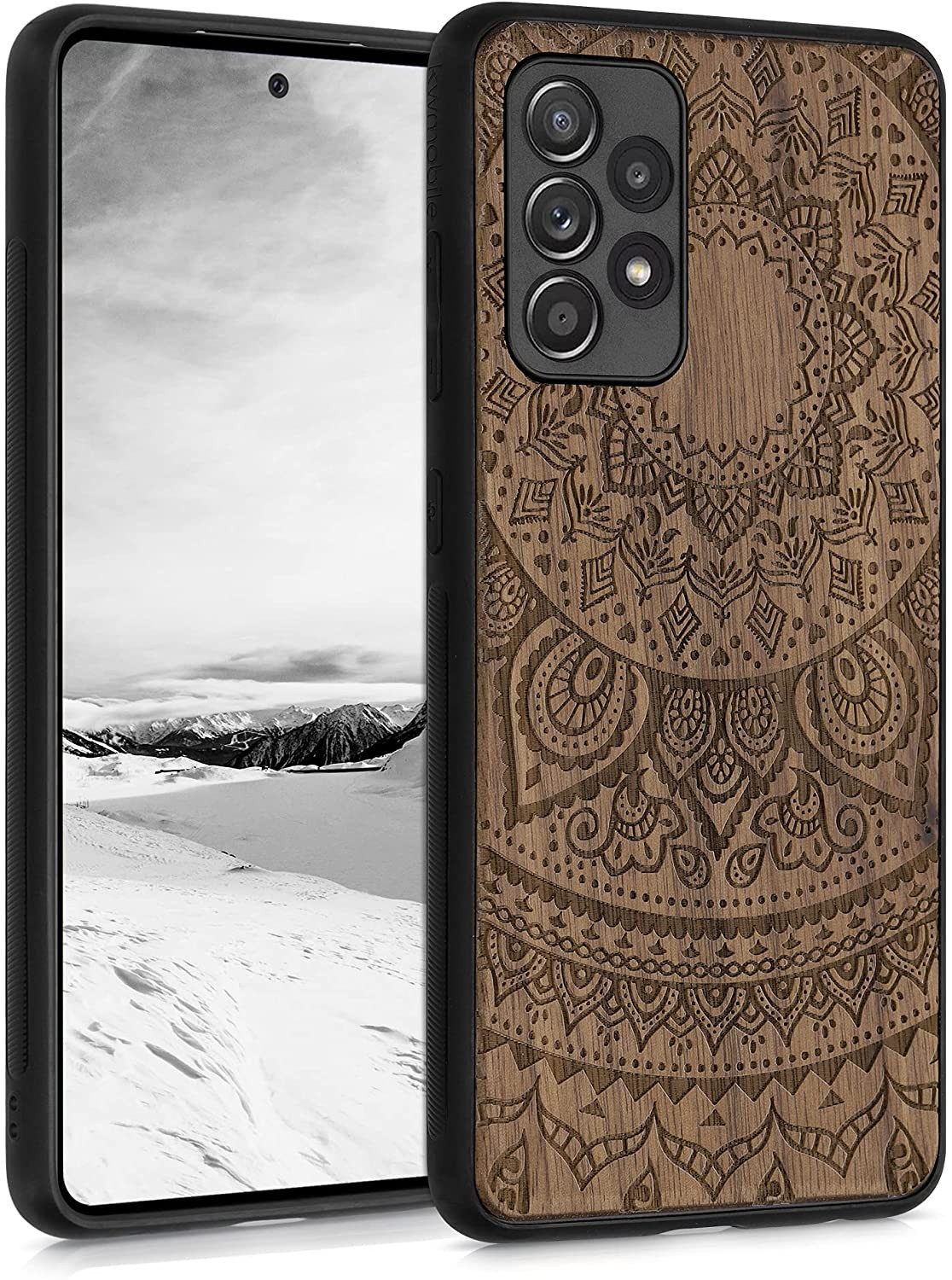 KWmobile Σκληρή Ξύλινη Θήκη με TPU Bumper Samsung Galaxy A52/A52s Indian Sun