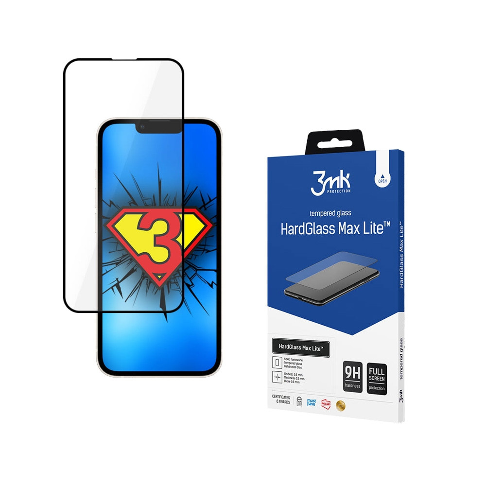 3MK HardGlass Max Lite Full Face Tempered Glass iPhone 13 Pro Max Μαύρο