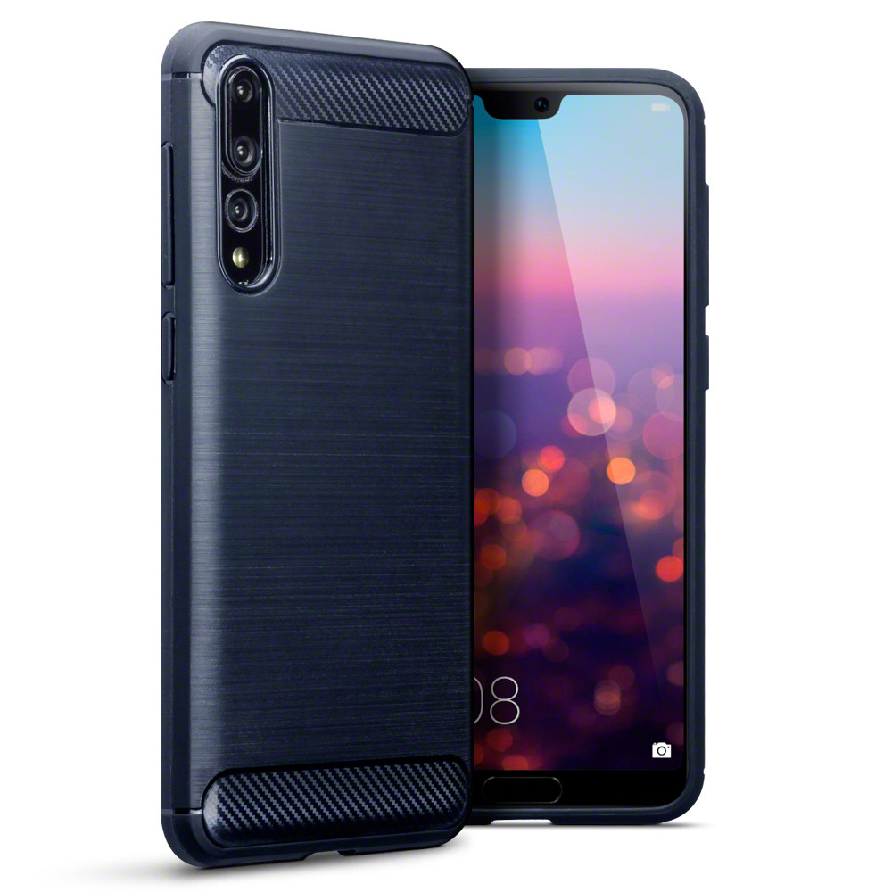 Terrapin Θήκη Σιλικόνης Carbon Fibre Design Huawei P20 Pro - Dark Blue