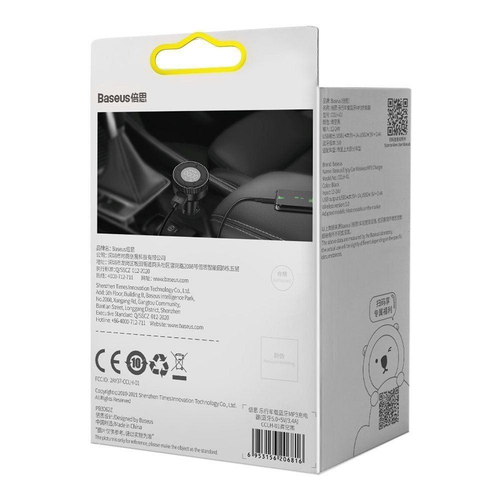 Baseus CCLH-01 Car Charger and FM Transmitter 2xUSB QC3.0  - Black (200-110-774)