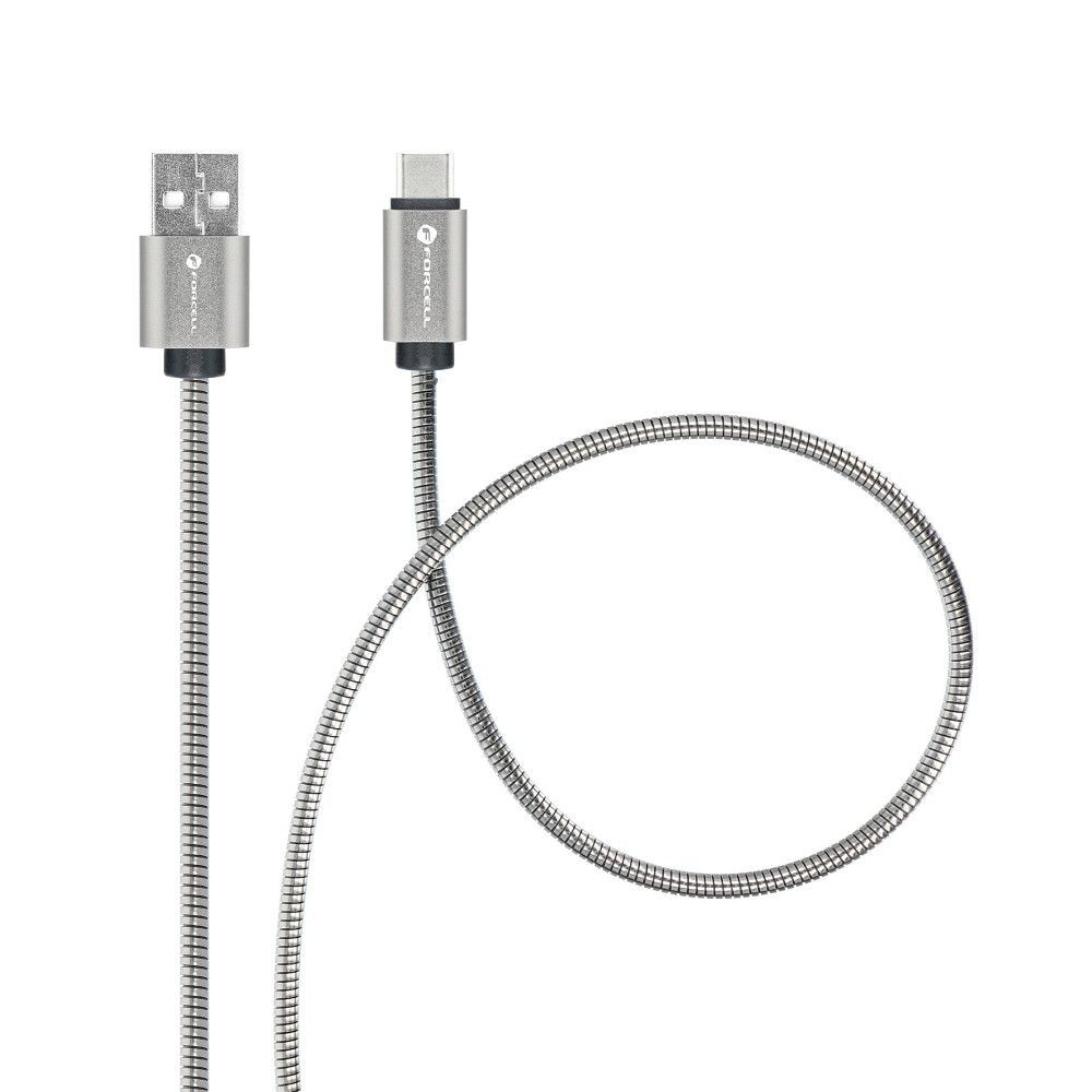 Forcell cable USB to Type - C 2.0 2,4A Metal C234 1m silver (5903396274503)