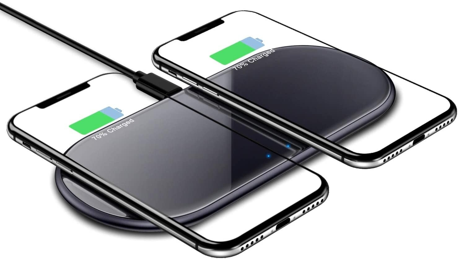 Crong Fast Wireless Dual Charger - Διπλός Ασύρματος Φορτιστής Qi - 15W - Black (CRG-DFWC15W-BLK)