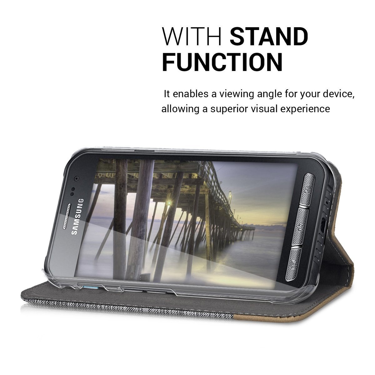 Θήκη-Πορτοφόλι για Samsung Galaxy Xcover 3 γκρί by KW (200-101-681)