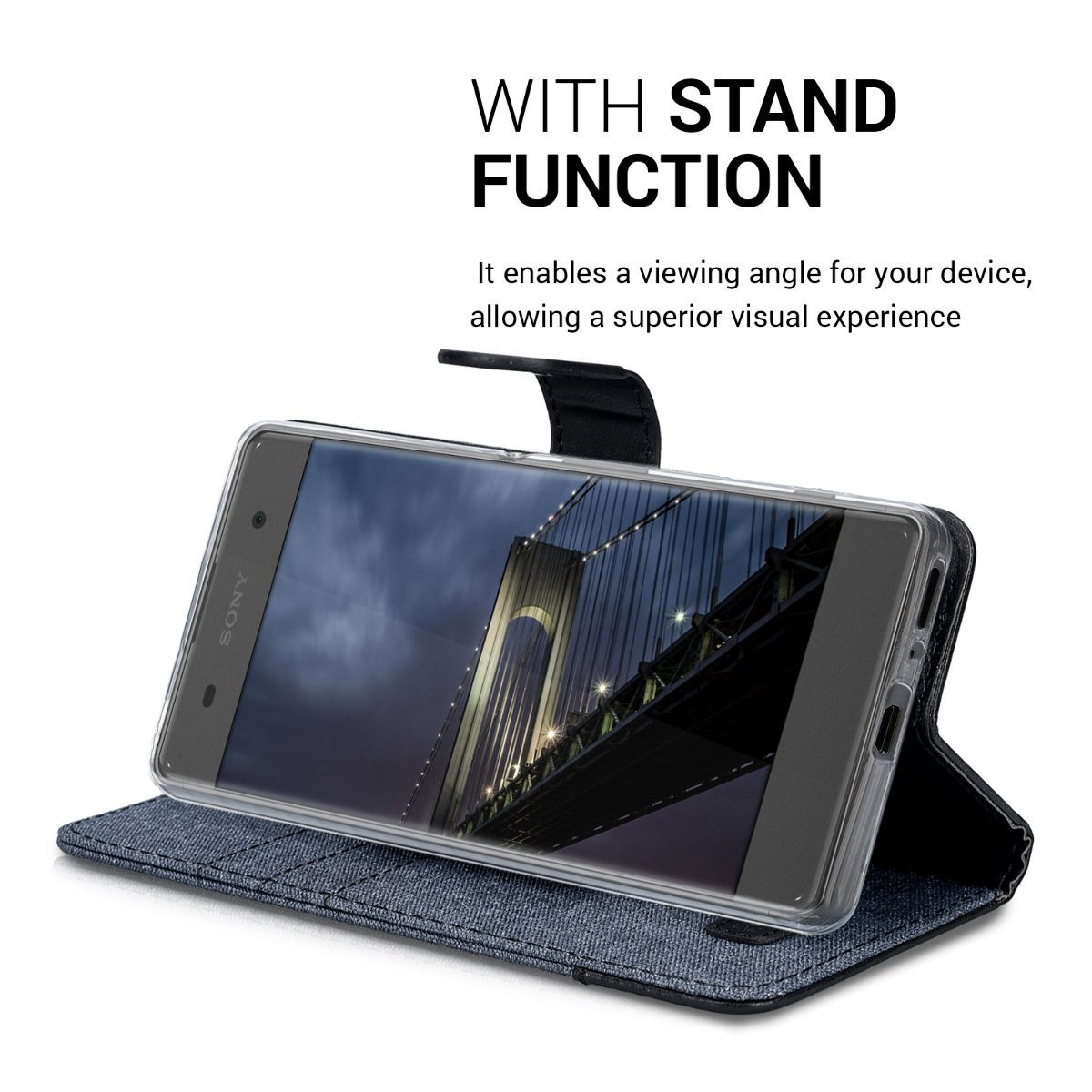 Θήκη-Πορτοφόλι για Sony Xperia XA μπλε by KW (200-101-698)