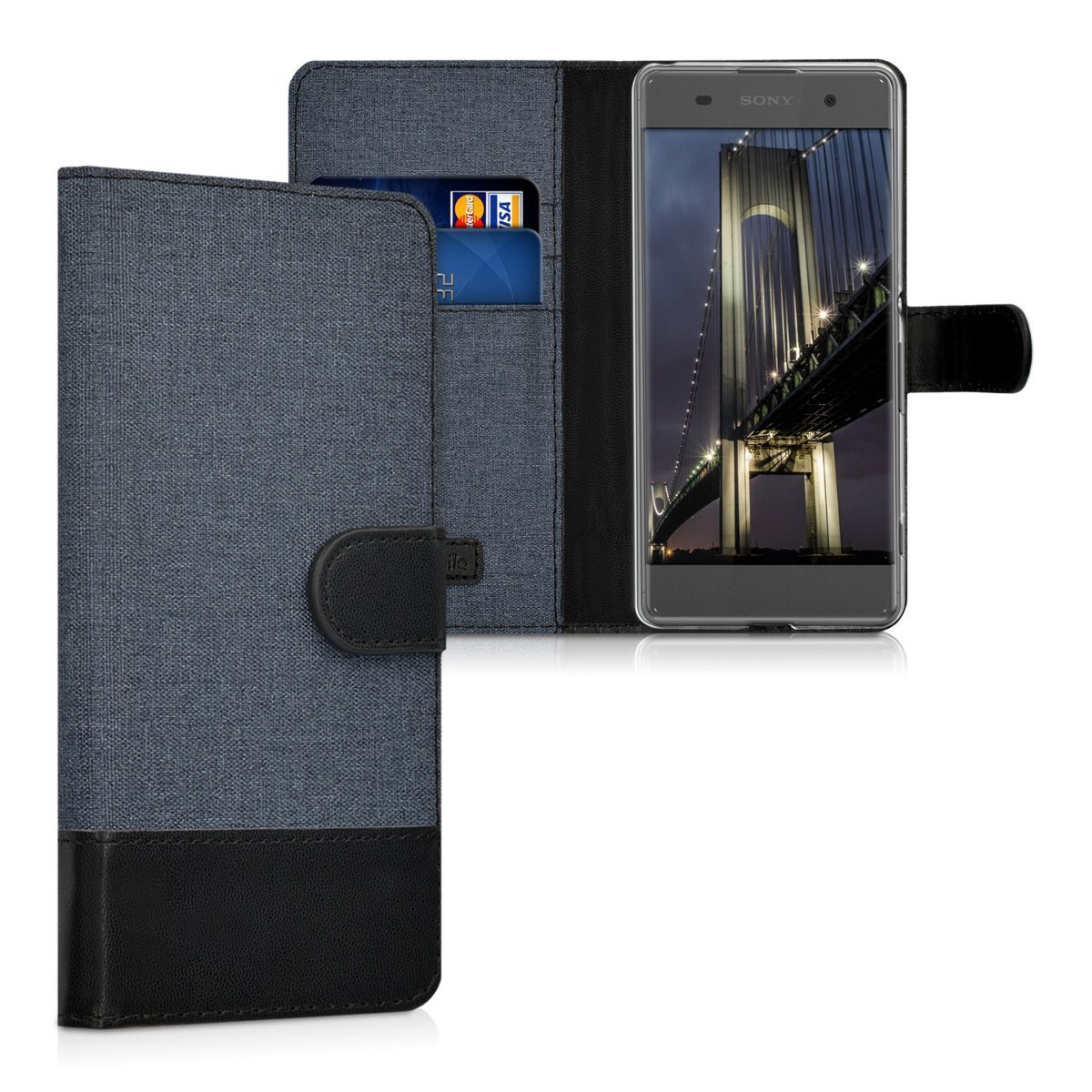 Θήκη-Πορτοφόλι για Sony Xperia XA μπλε by KW (200-101-698)