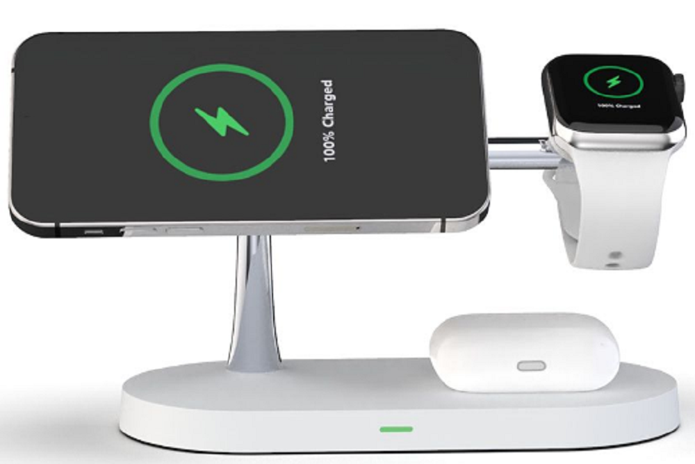 Tech-Protect A12 3 in 1 Wireless Charging Station - Βάση Ασύρματης Φόρτισης MagSafe για iPhone 12 / Airpods / Apple Watch - 15W - White (6216990211850)