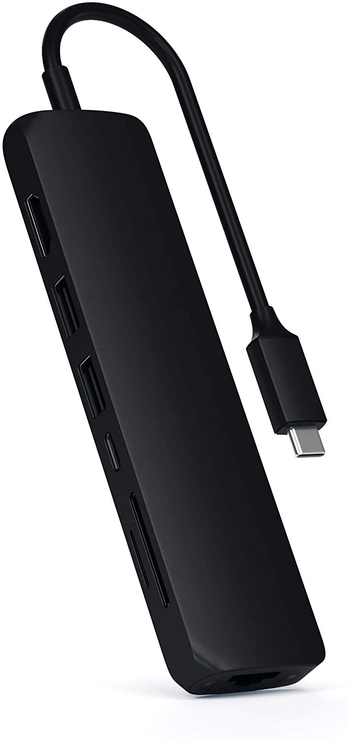 Satechi Slim Type-C USB Multiport Adapter Hub - Mε x1 Ethernet / 1x USB Type-C / 2x USB 3.0 / 1x HDMI / 1x Micro SD / SD - Black (ST-UCSMA3K)