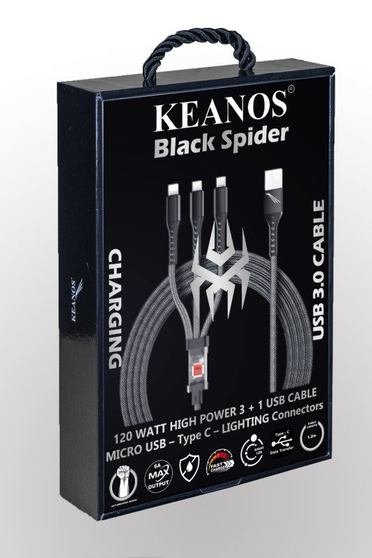 Keanos LED USB to Type-C / micro USB Cable Μαύρο 1.2m