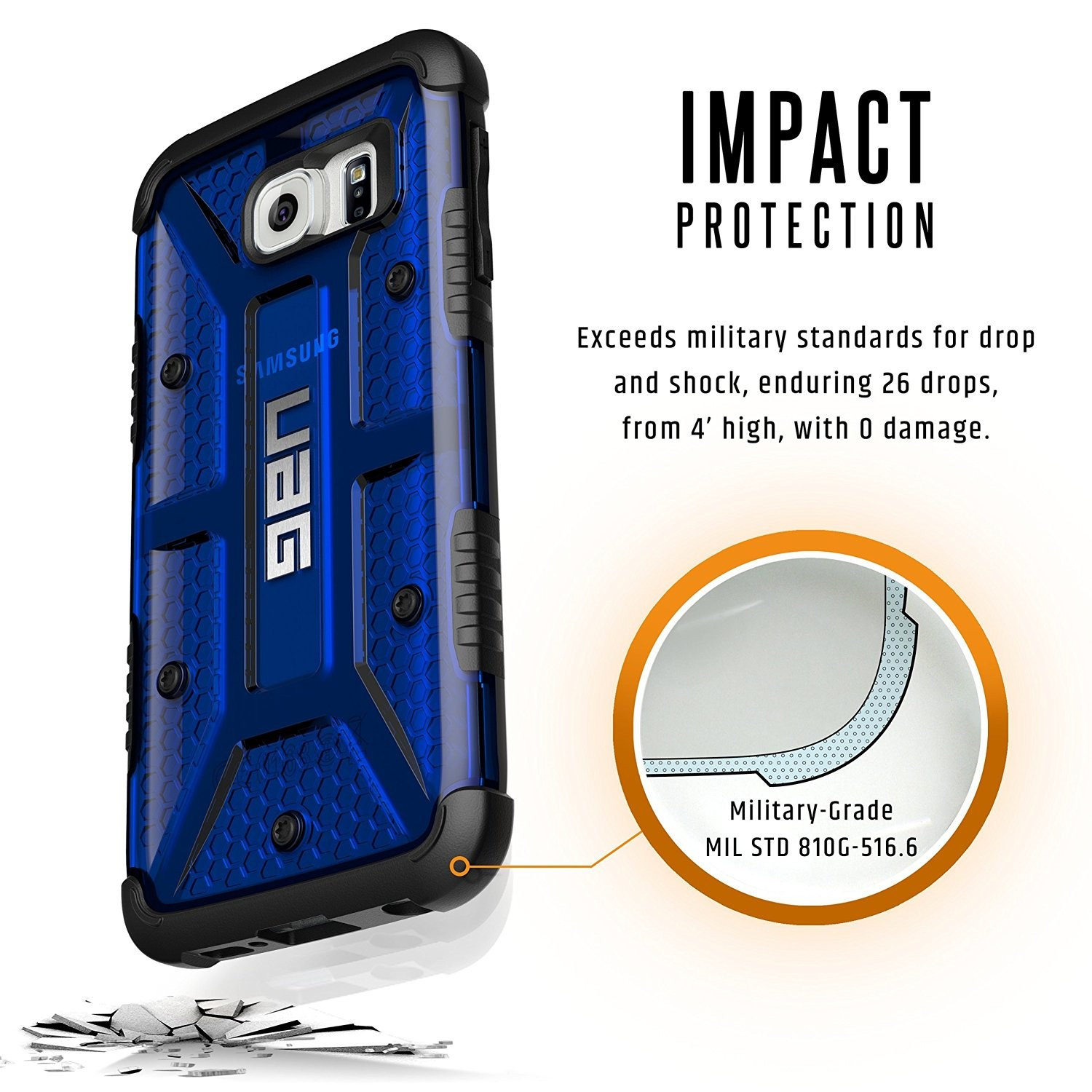 UAG Θήκη Feather-Light Composite Samsung Galaxy S6 - Cobalt Blue (UAG-GLXS6-CBT-W/SCRN-VP) 