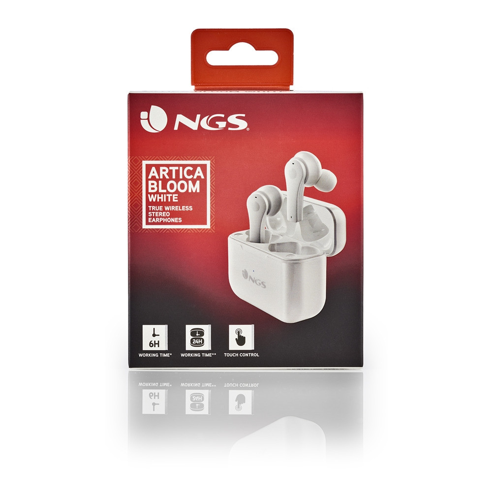 NGS Artica Bloom In-ear Bluetooth Handsfree Ακουστικά με Θήκη Φόρτισης Λευκά (200-110-313)