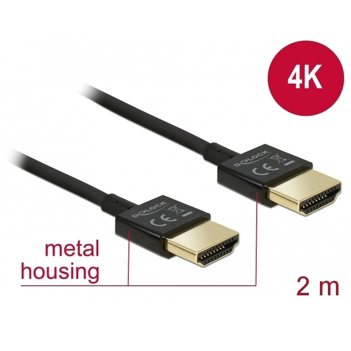 Delock Slim Cable HDMI w/Ethernet 3D 4K 2m (84773)