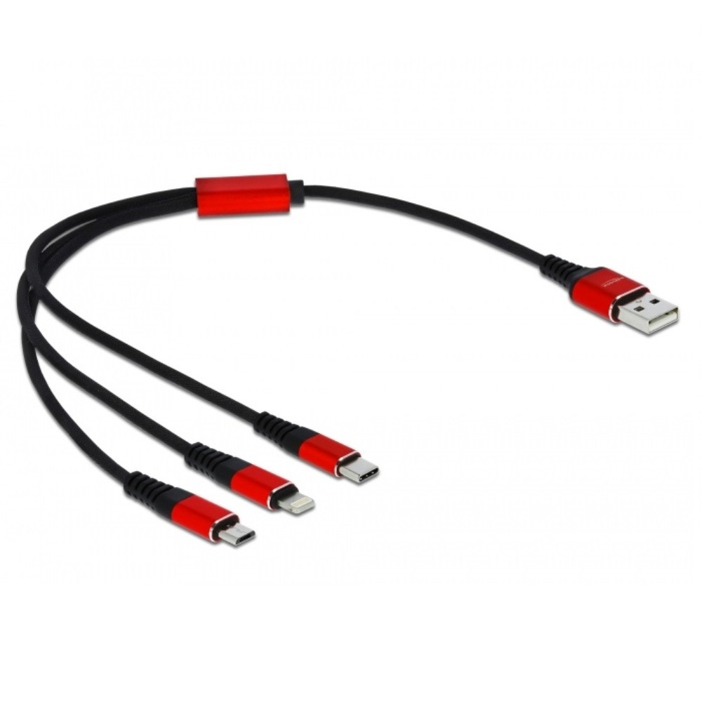Delock USB > Lightning / Micro USB / USB TypeC 30cm (85891)