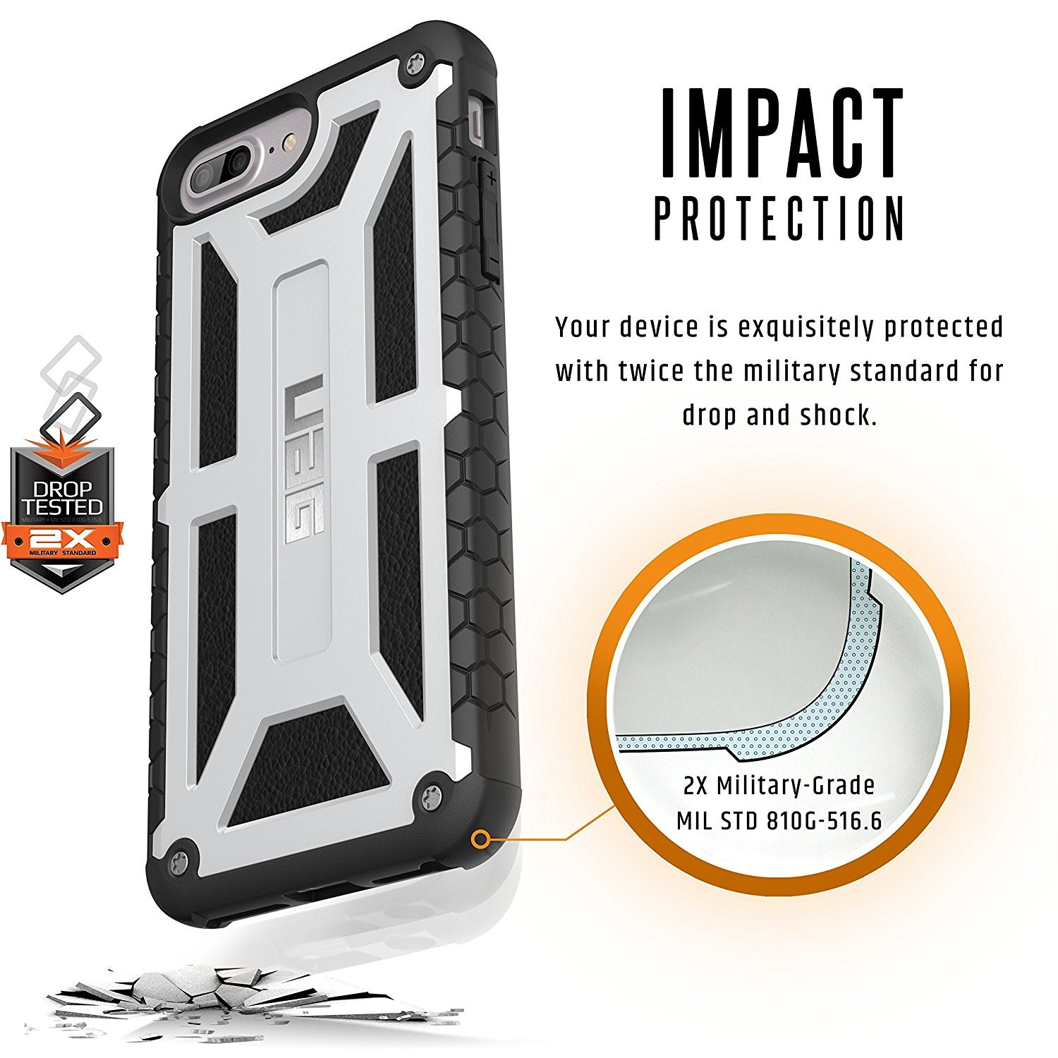 UAG Θήκη Monarch Feather-Light Series iPhone 7 Plus - Platinum (IPH7/6SPLS-M-PL)