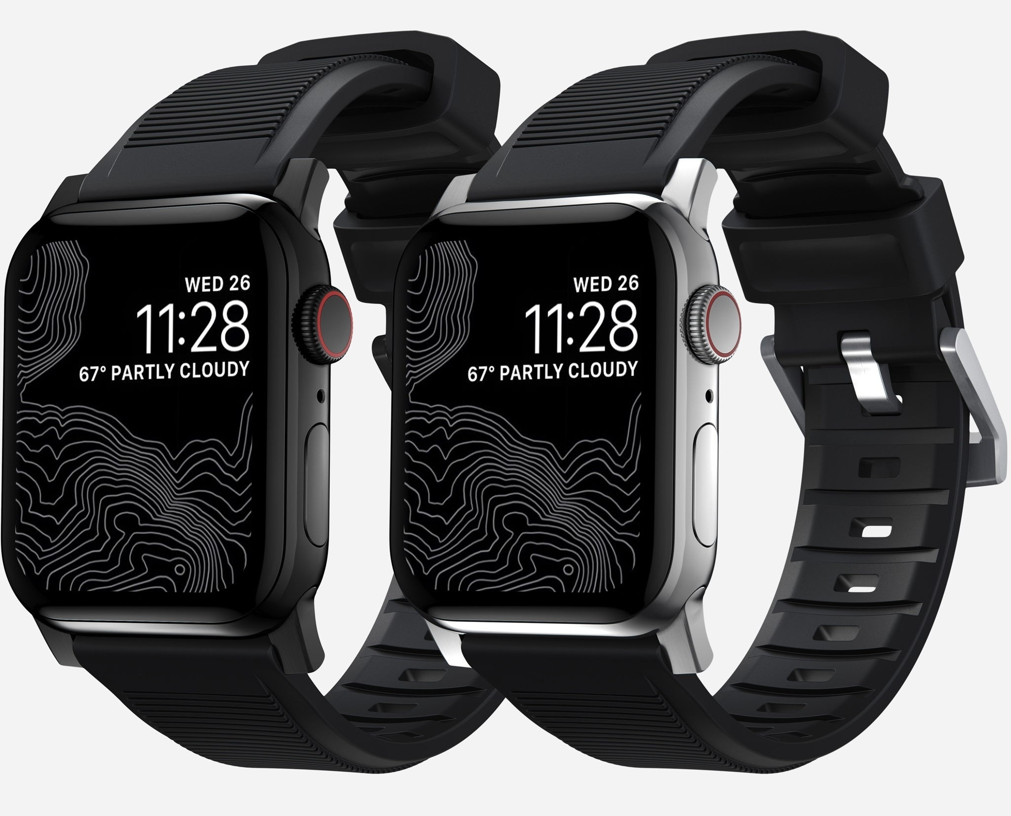 Nomad Ανθεκτικό Λουράκι Σιλικόνης Rugged Strap - Apple Watch SE/6/5/4/3 (44/42mm) - Silver (NM1A41SN00)