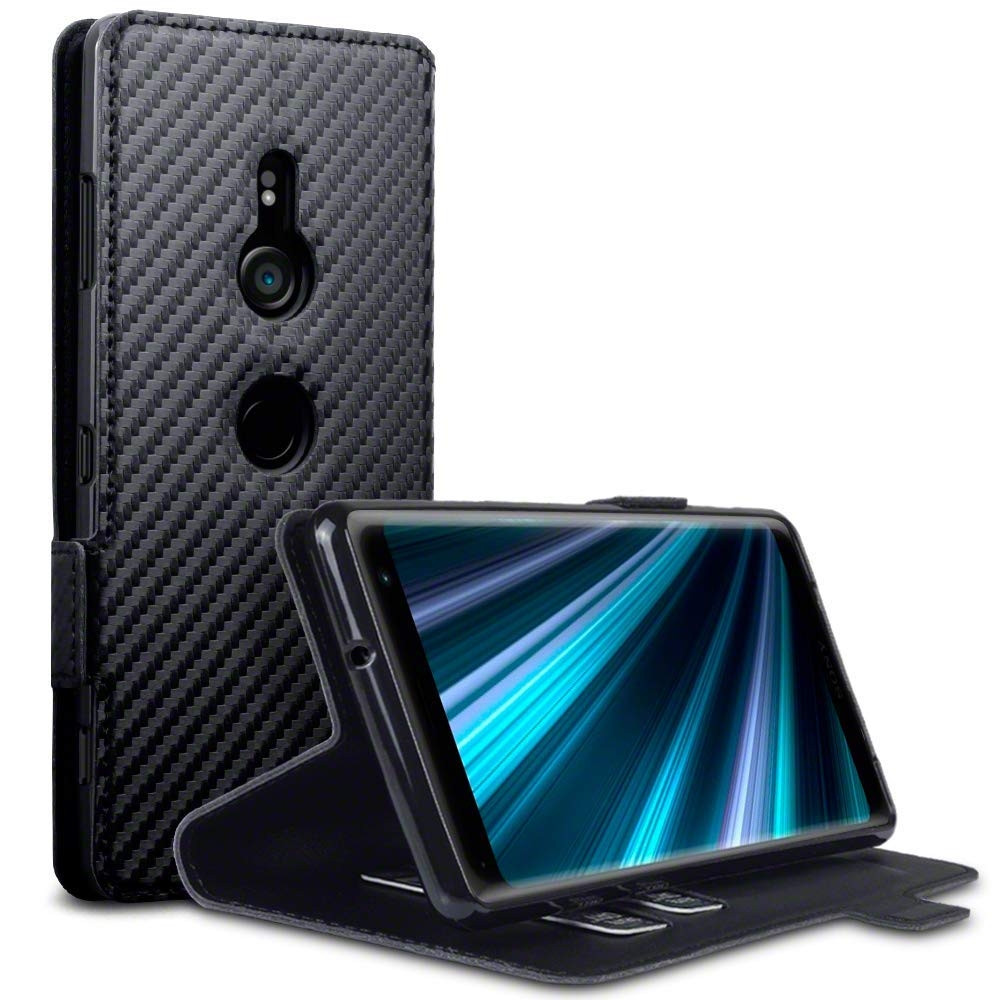 Terrapin Low Profile Θήκη - Πορτοφόλι Carbon Fibre Sony Xperia XZ3 - Black 