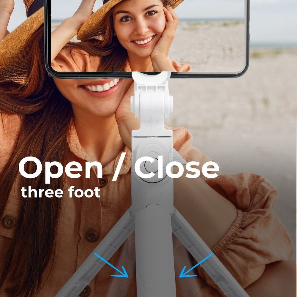 XT-09 Selfie Stick Τρίποδο Κινητού με Bluetooth Λευκό