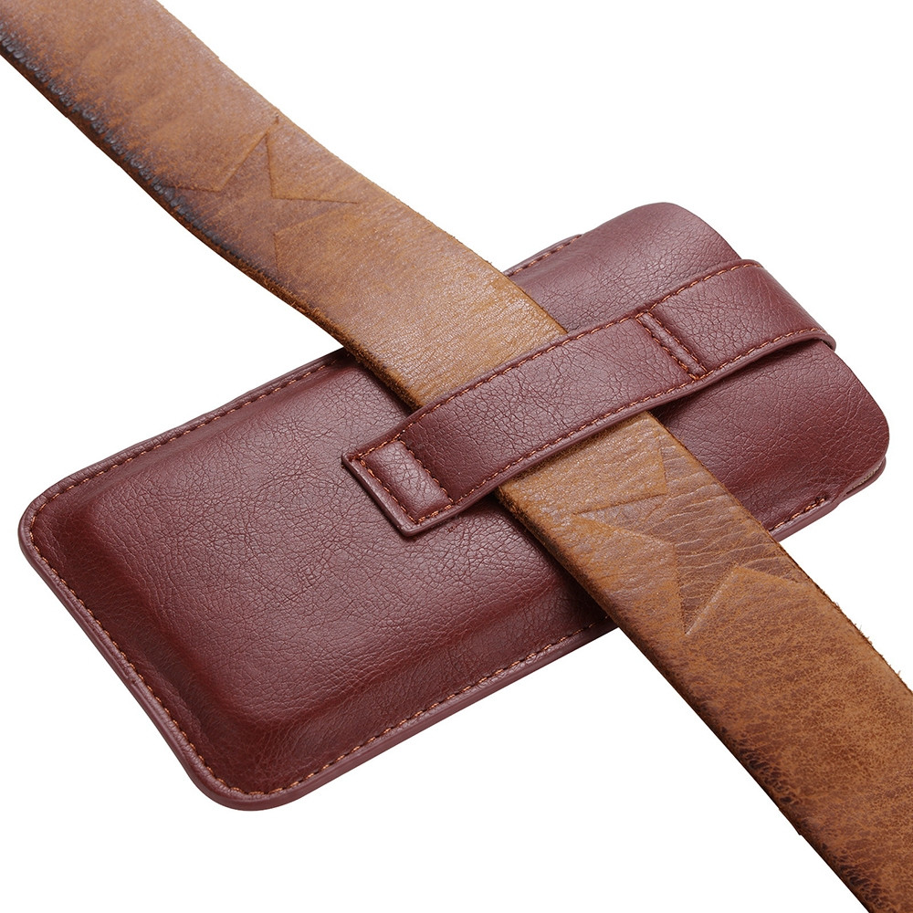Techsuit Belt Phone Case Bpc1 From Premium Eco Leather Belt Holder Aprox 6.7 Inch Size L Brown