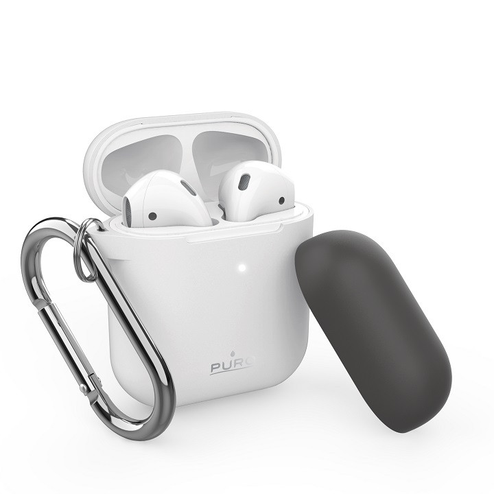 Puro Silicon Case for AirPods with additional cap with hook - Άσπρο