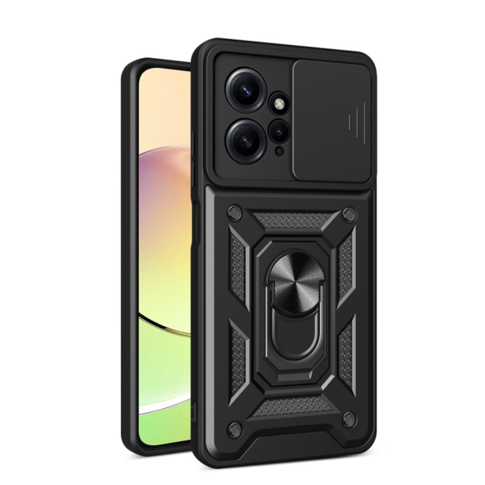 Bodycell Armor Slide - Ανθεκτική Θήκη Xiaomi Redmi Note 12 4G με Κάλυμμα για την Κάμερα & Μεταλλικό Ring Holder - Black (BA-00277)