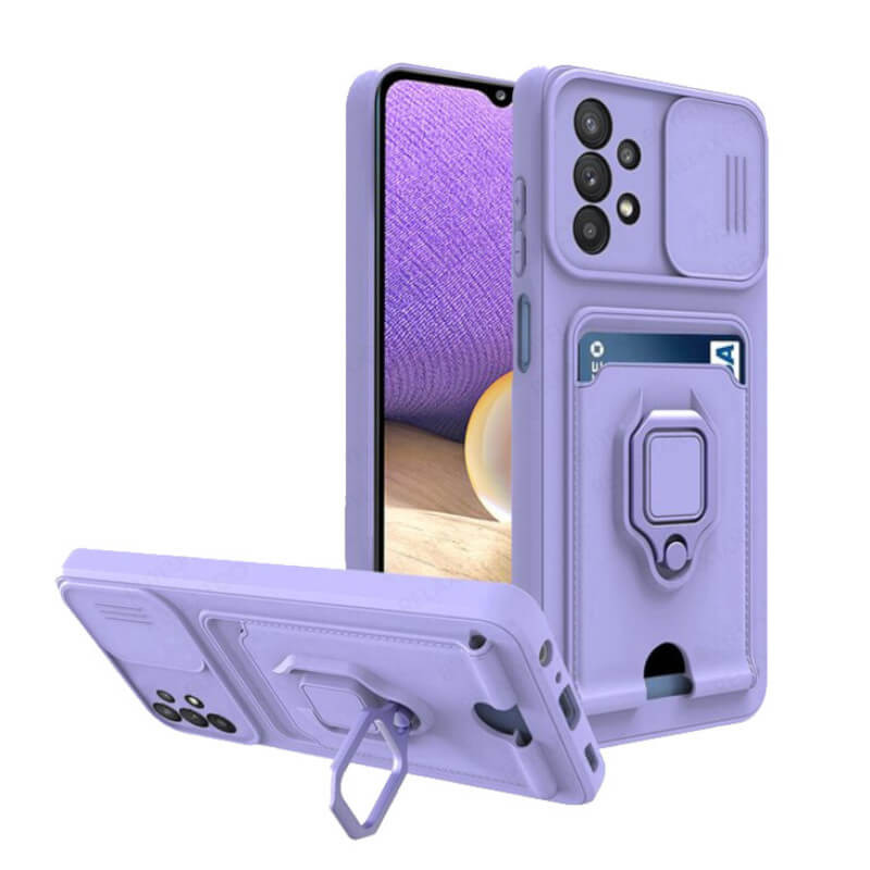 Bodycell Multifunction - Ανθεκτική Θήκη Samsung Galaxy A73 5G με Λουράκι Λαιμού / Κάλυμμα Κάμερας / Ring Holder / Υποδοχή Κάρτας - Purple (5206015004384)