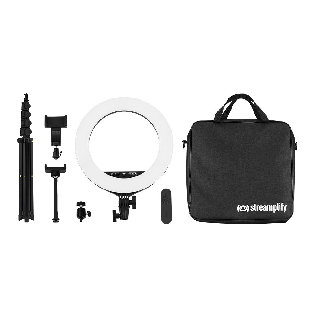 Streamplify Light 14 Streaming Ringlicht - Black 36cm & tripod - selfie stick