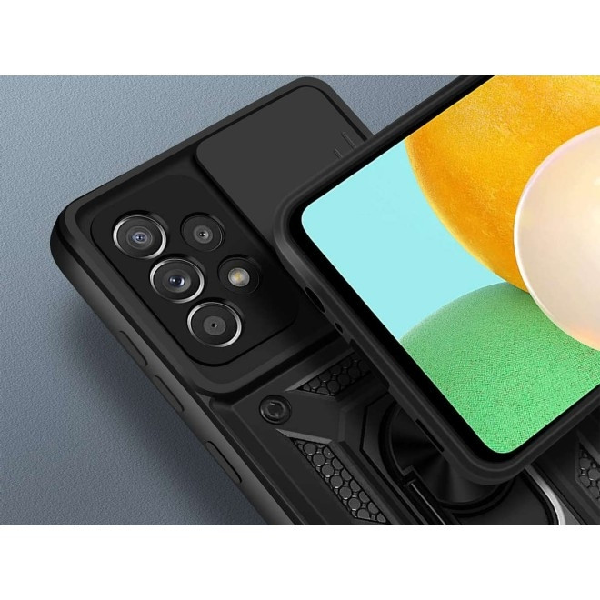 Alogy Camshield Stand Ring - Ανθεκτική Θήκη Samsung Galaxy A52 / A52s 5G με Κάλυμμα για την Κάμερα & Μεταλλικό Ring Holder - Black (5907765649862)