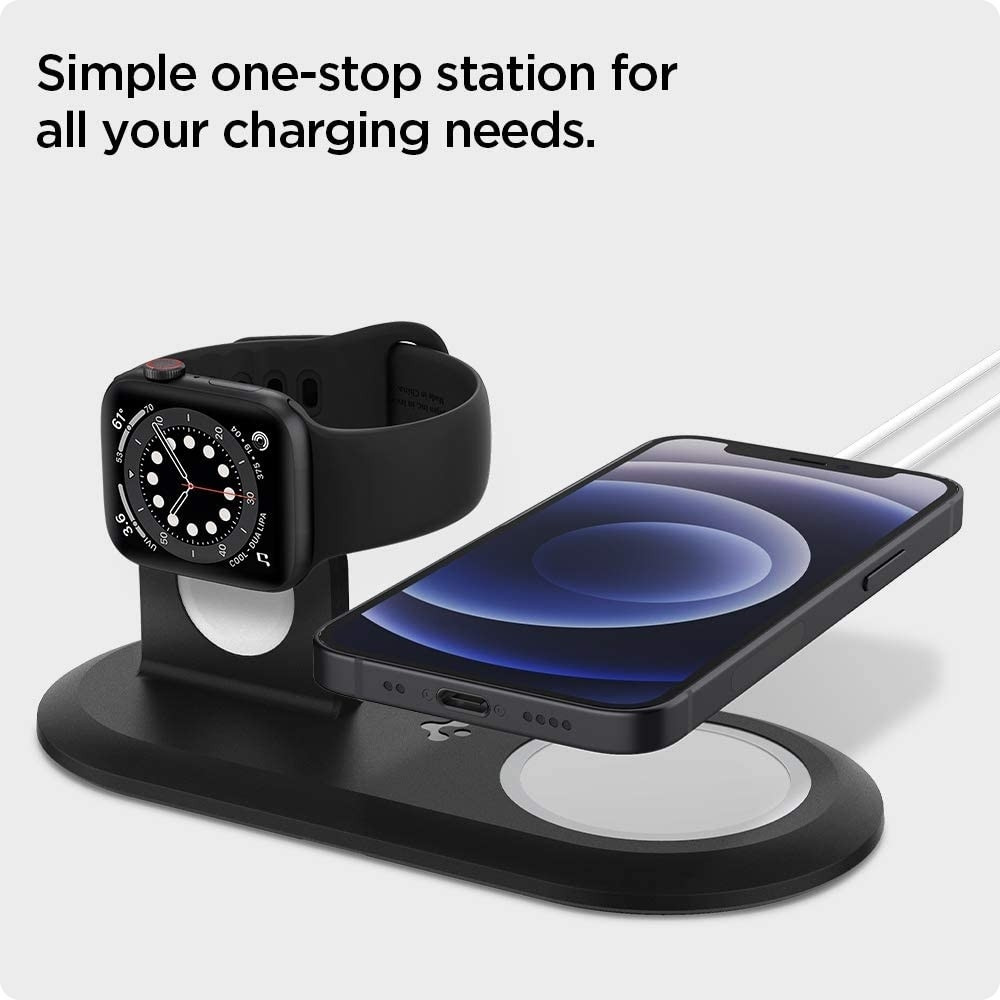 Spigen Mag Fit Duo - Βάση για τον Ασύρματο Φορτιστή MagSafe & Φορτιστή Apple Watch - Black (AMP02796)