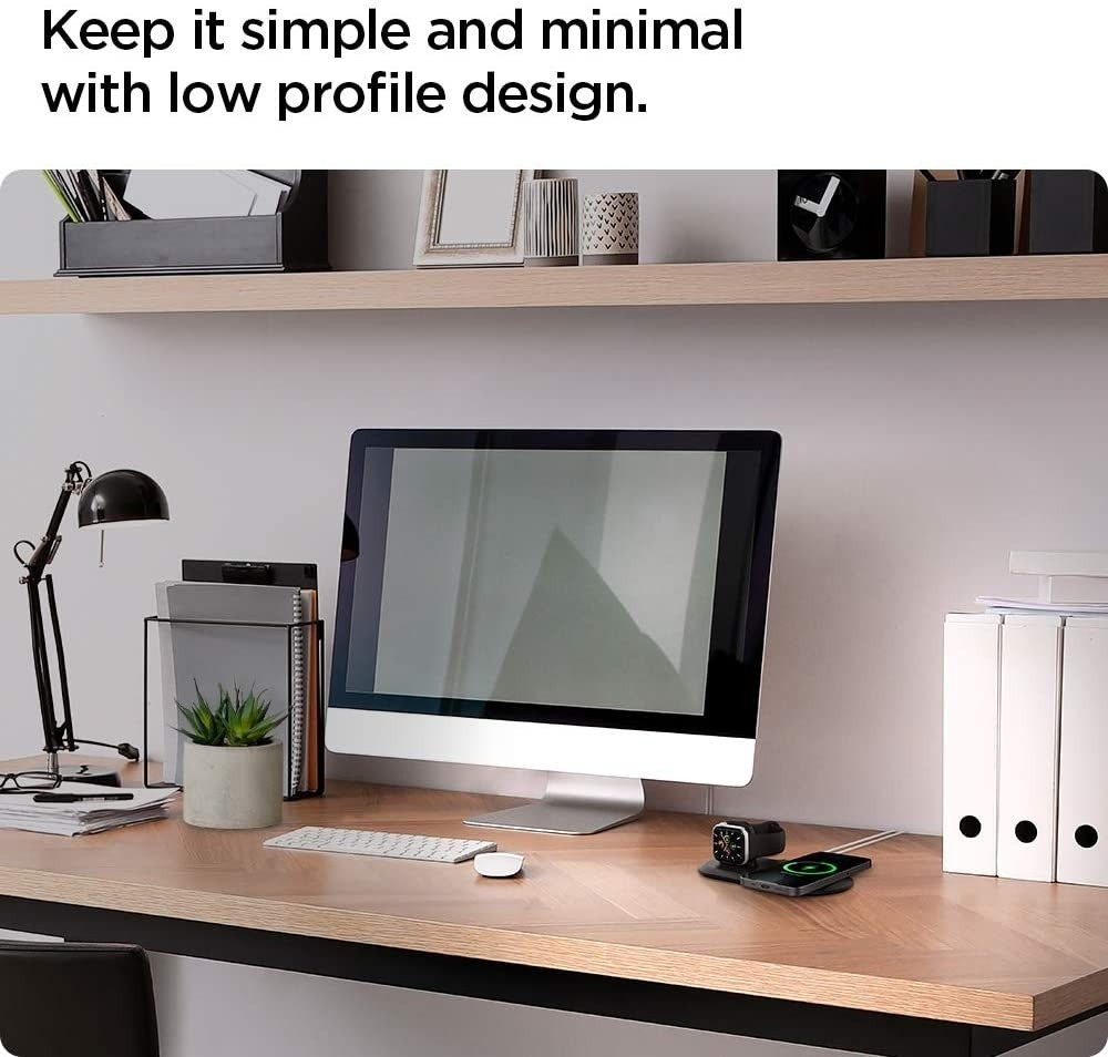 Spigen Mag Fit Duo - Βάση για τον Ασύρματο Φορτιστή MagSafe & Φορτιστή Apple Watch - Black (AMP02796)