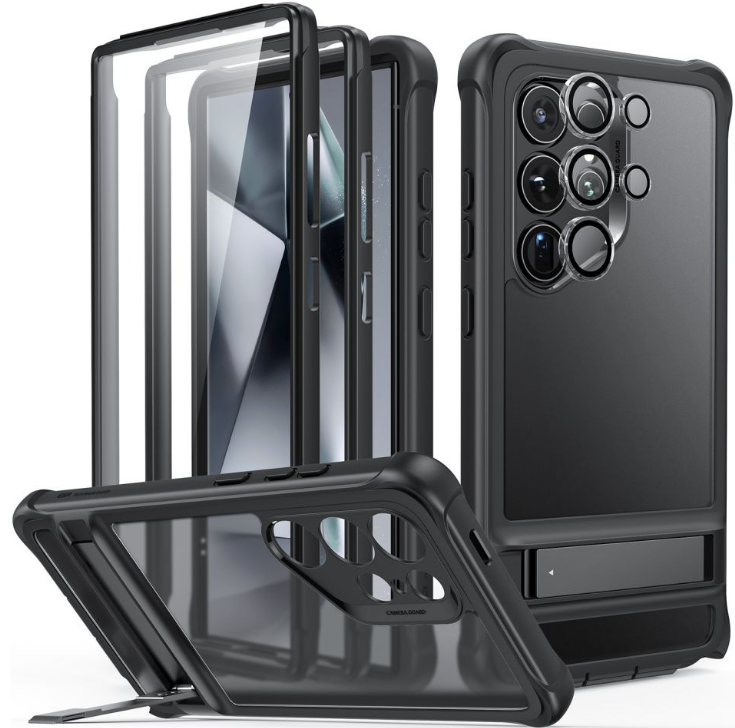Ανθεκτική 360° Full Body Διάφανη Θήκη με Kickstand & Tempered Glass για Φακό Κάμερας - Samsung Galaxy S24 Ultra - ESR Armor Kickstand Case - Clear (4894240189955)
