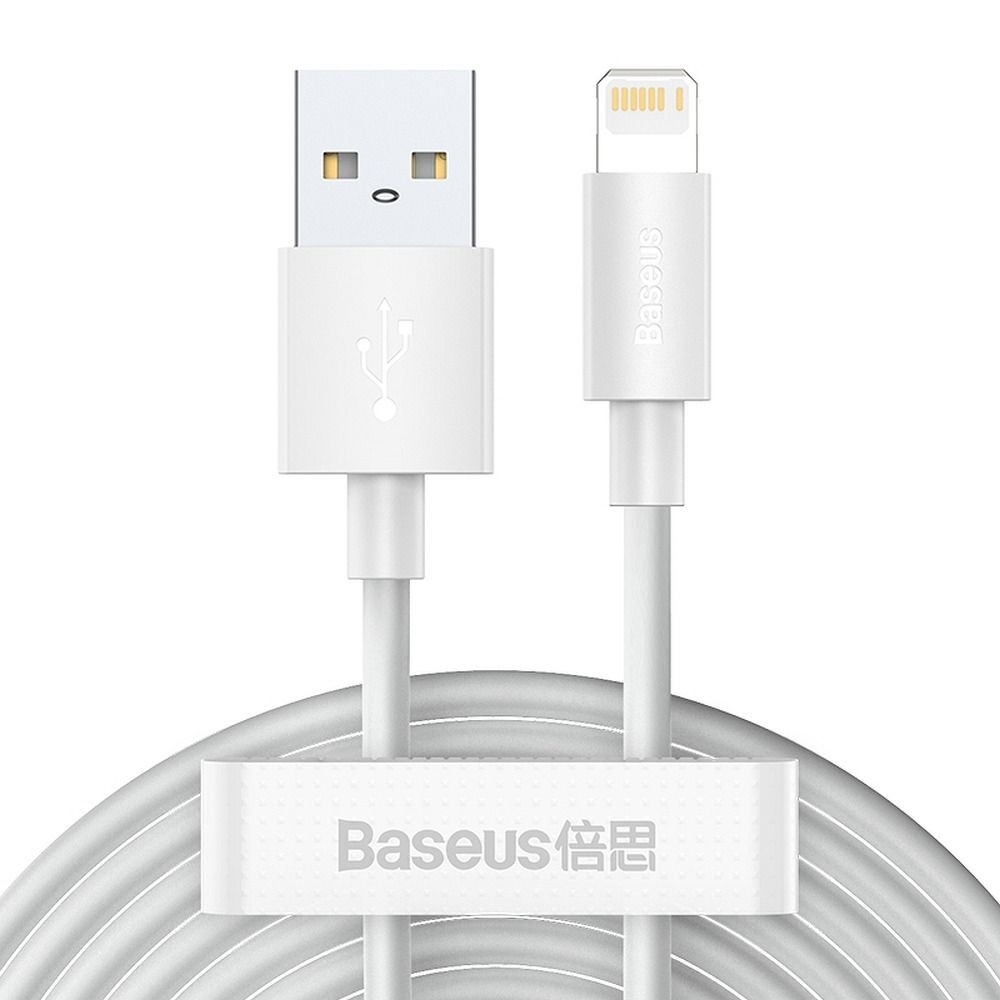 Baseus Καλώδιο USB A σε Lightning 2.4A Wisdom TZCALZJ-02 2 τεμάχια 1,5 m λευκό (6953156230316)