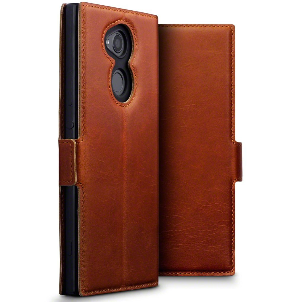 Terrapin Low Profile Δερμάτινη Θήκη - Πορτοφόλι Sony Xperia XA2 Ultra - Cognac