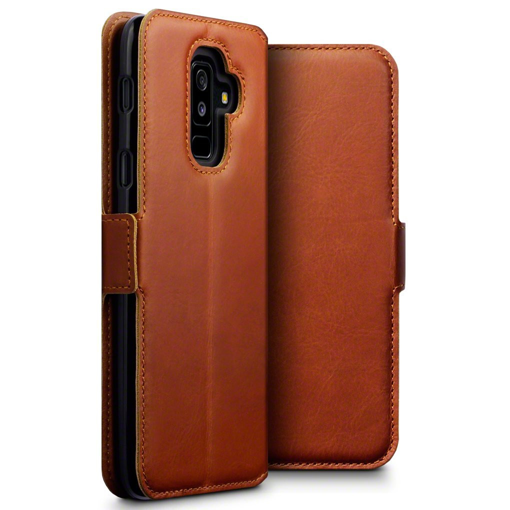 Terrapin Low Profile Δερμάτινη Θήκη - Πορτοφόλι Samsung Galaxy A6 Plus 2018 - Cognac 