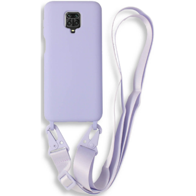 Bodycell Θήκη Σιλικόνης με Λουράκι Λαιμού - Xiaomi Redmi Note 9S / 9 Pro / 9 Pro Max - Violet (5206015002649)