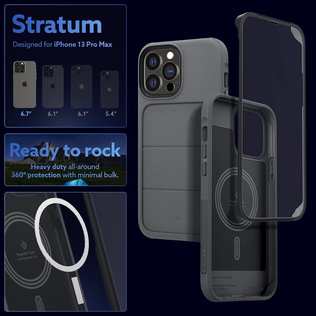 Caseology 360 Full Body Ανθεκτική MagSafe Θήκη Stratum - Apple iPhone 13 Pro Max - Ash Gray (ACS03599) 