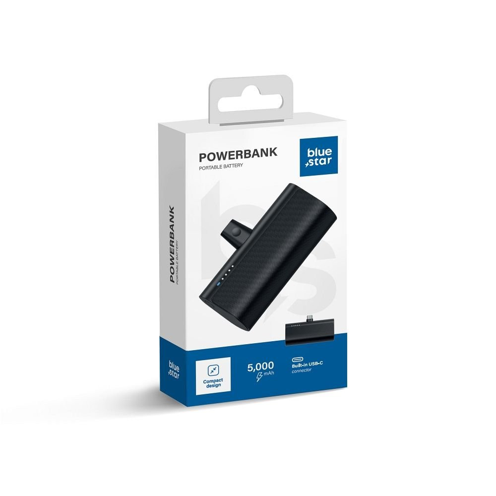 Blue Star powerbank 5000 mAh with built-in connector Type C 2,1A W0556 black