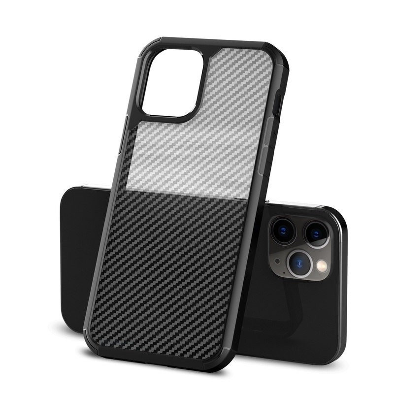 Crong Ηybrid Carbon Σκληρή Θήκη Apple iPhone 12 Pro Max - Black (CRG-CRB-IP1267-BLK)