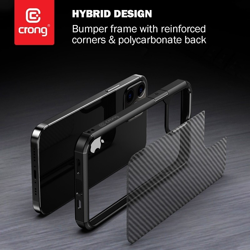 Crong Ηybrid Carbon Σκληρή Θήκη Apple iPhone 12 Pro Max - Black (CRG-CRB-IP1267-BLK)