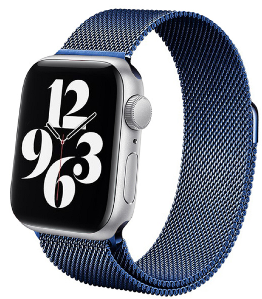 Crong Milano Steel - Premium Μεταλλικό Λουράκι Apple Watch SE/6/5/4/3 (44/42mm) - Navy Blue (CRG-44MST-BLU)