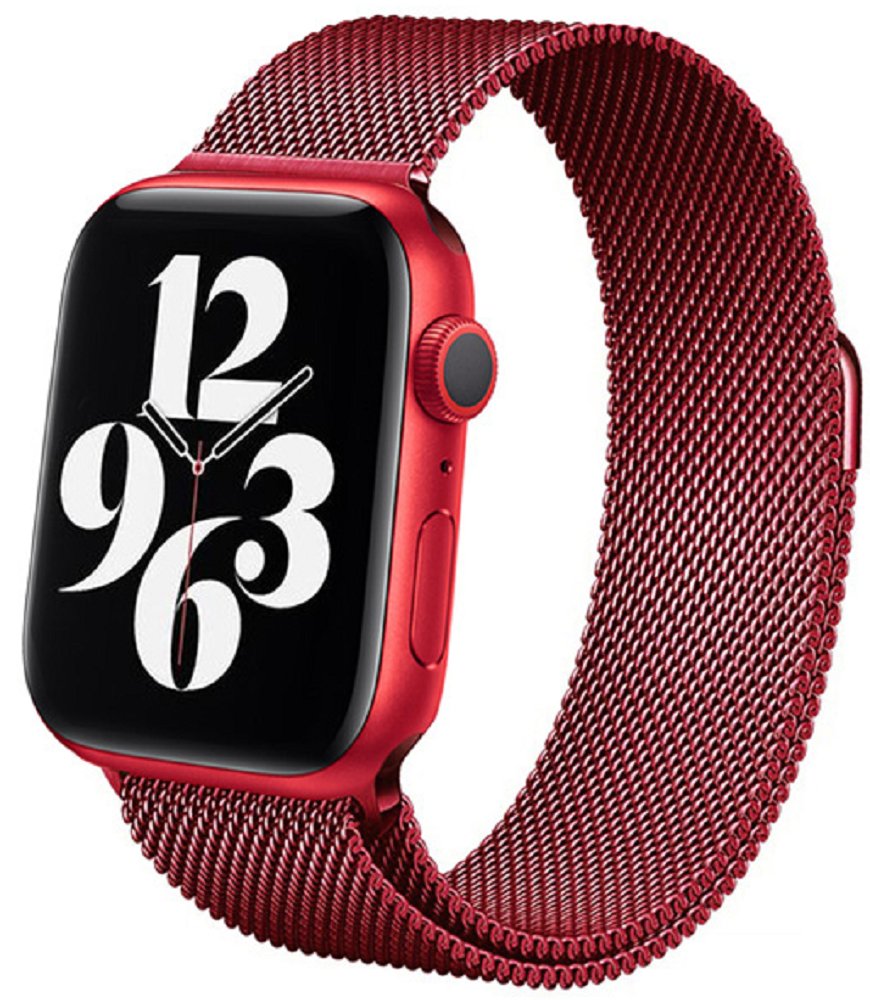 Crong Milano Steel - Premium Μεταλλικό Λουράκι Apple Watch SE/6/5/4/3 (44/42mm) - Red (CRG-44MST-RED)