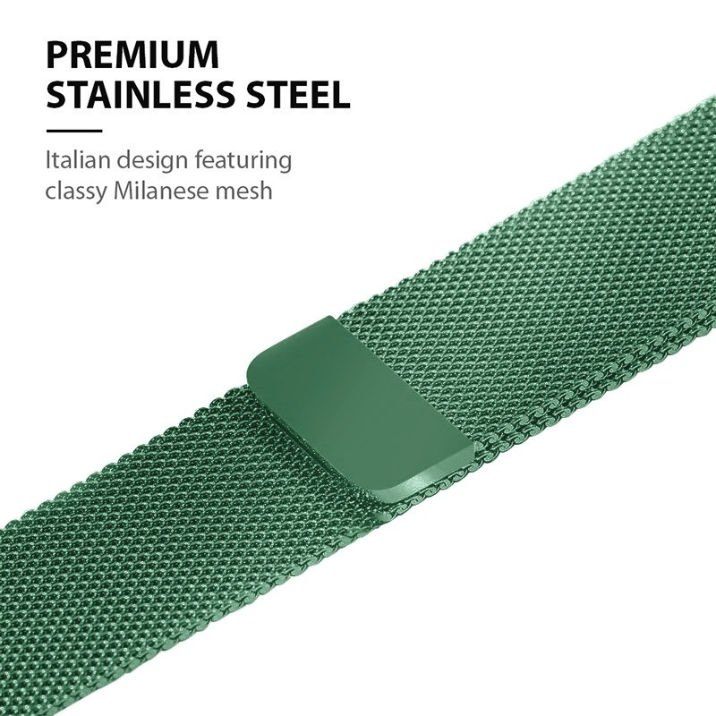 Crong Milano Steel - Premium Μεταλλικό Λουράκι Apple Watch SE/7/6/5/4/3 (45/44/42mm) - Green (CRG-44MST-GRN)
