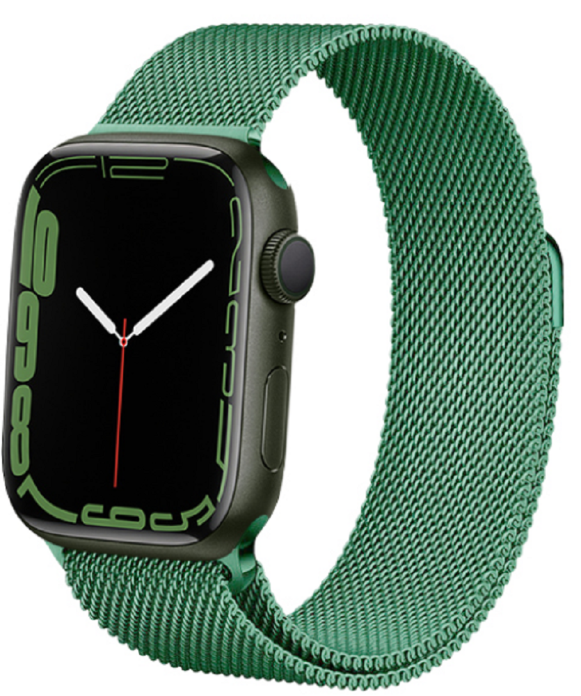 Crong Milano Steel - Premium Μεταλλικό Λουράκι Apple Watch SE/7/6/5/4/3 (45/44/42mm) - Green (CRG-44MST-GRN)