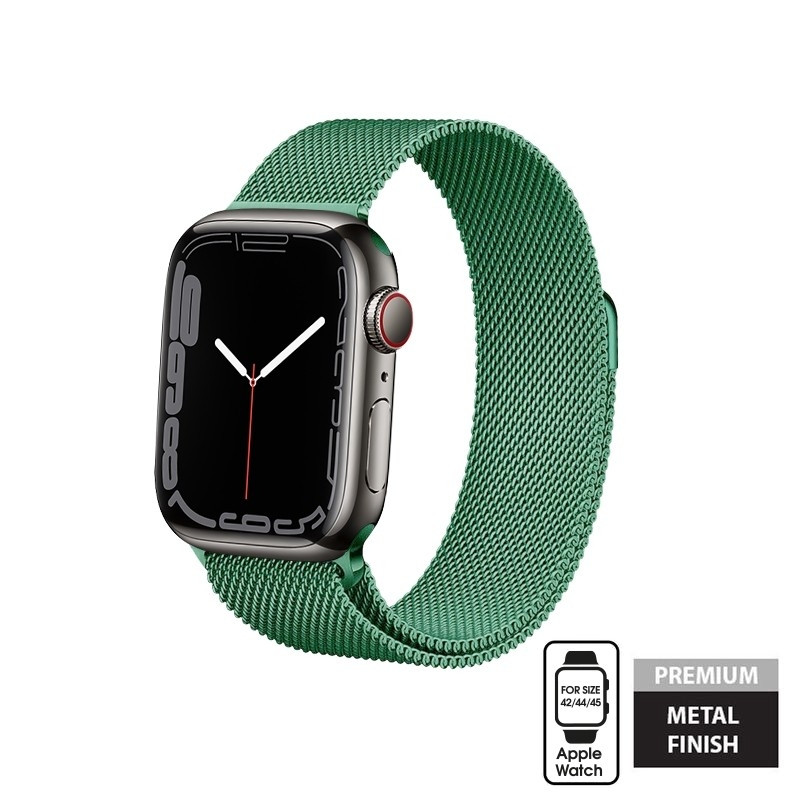 Crong Milano Steel - Premium Μεταλλικό Λουράκι Apple Watch SE/7/6/5/4/3 (45/44/42mm) - Green (CRG-44MST-GRN)