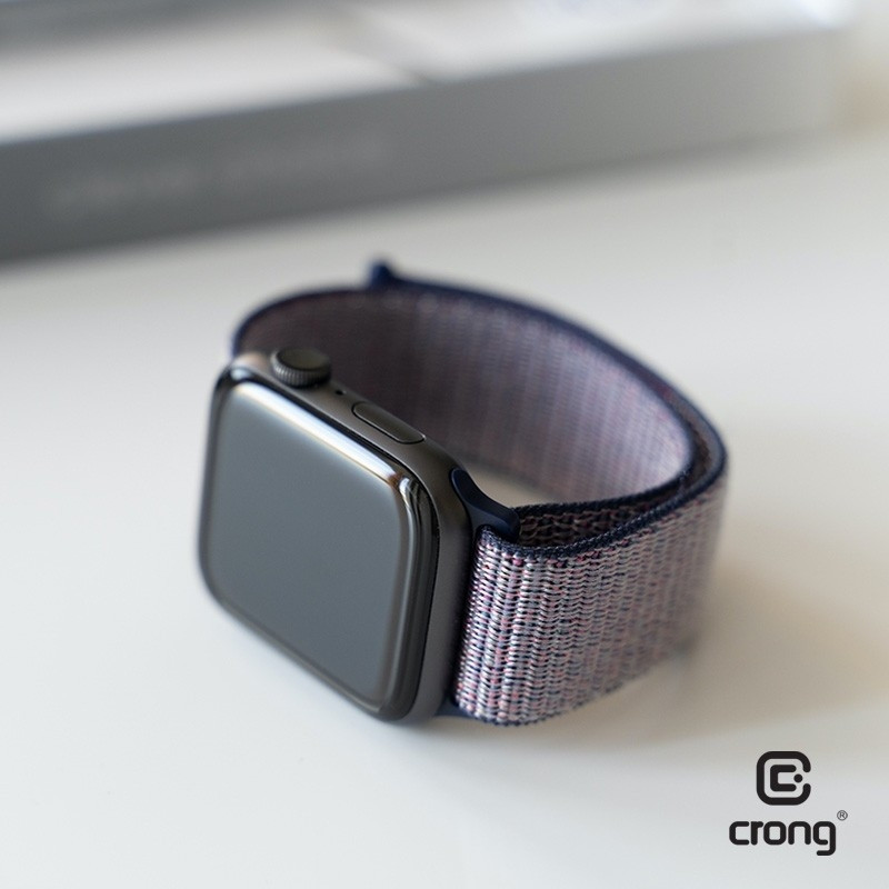 Crong Nylon Λουράκι Apple Watch SE/7/6/5/4/3 (45/44/42mm) - Midnight Blue (CRG-44NLB-MBL)