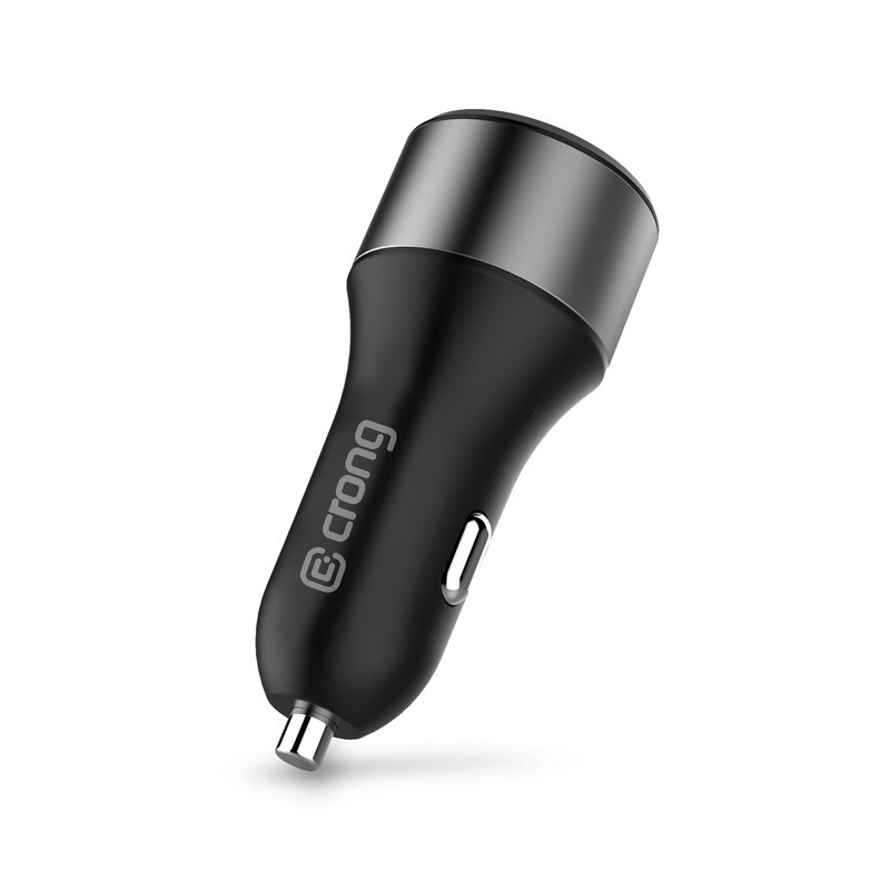 Crong Power Car Charger - Φορτιστής Αυτοκινήτου με 1 x USB QC 3.0 / 1 x Type-C - 63W - Black (CRG-PWRC-USBC63-ABK)